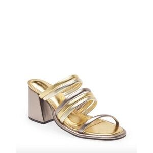 FARM RIO Block Heel Slide Sandal Gold Silver Womens Size 6